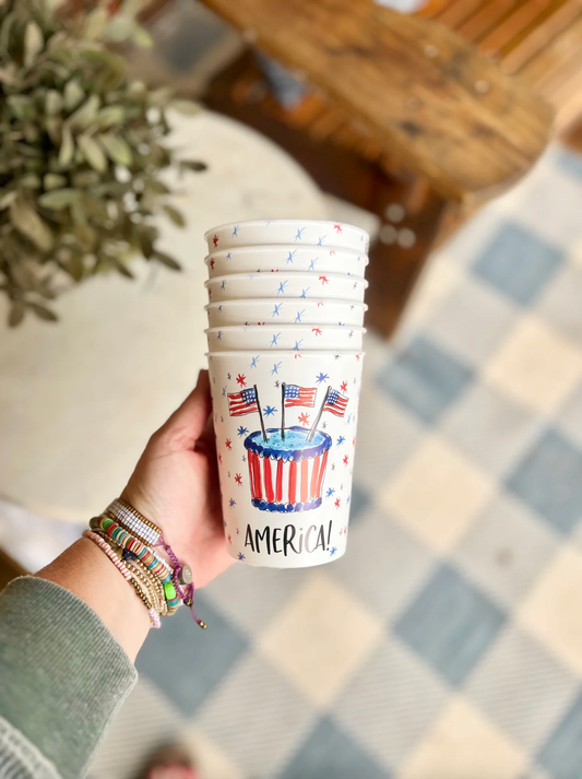 USA/America Reusable Plastic Cups Set of 6