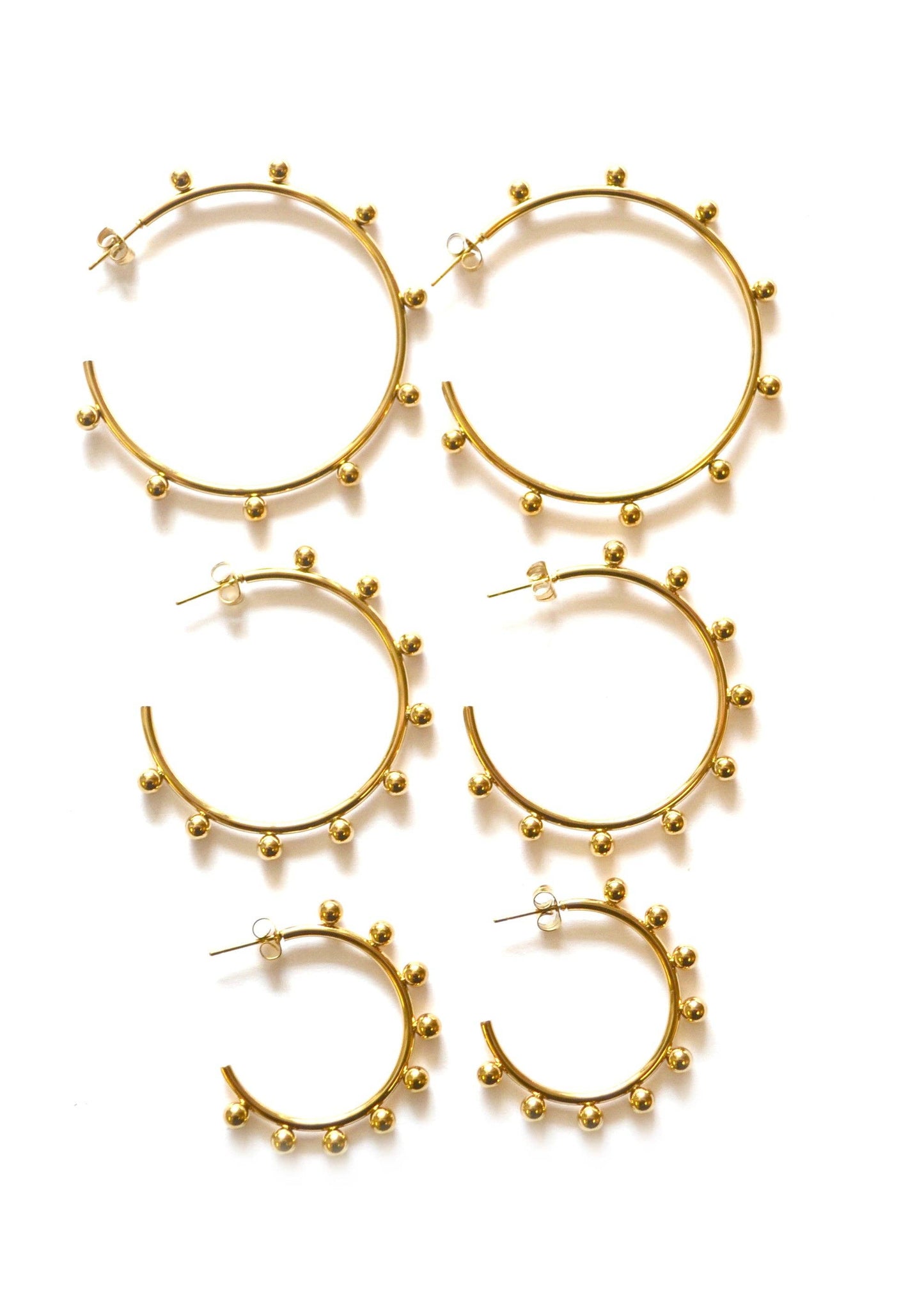 Rex Gold Bead Hoop Earrings : Large