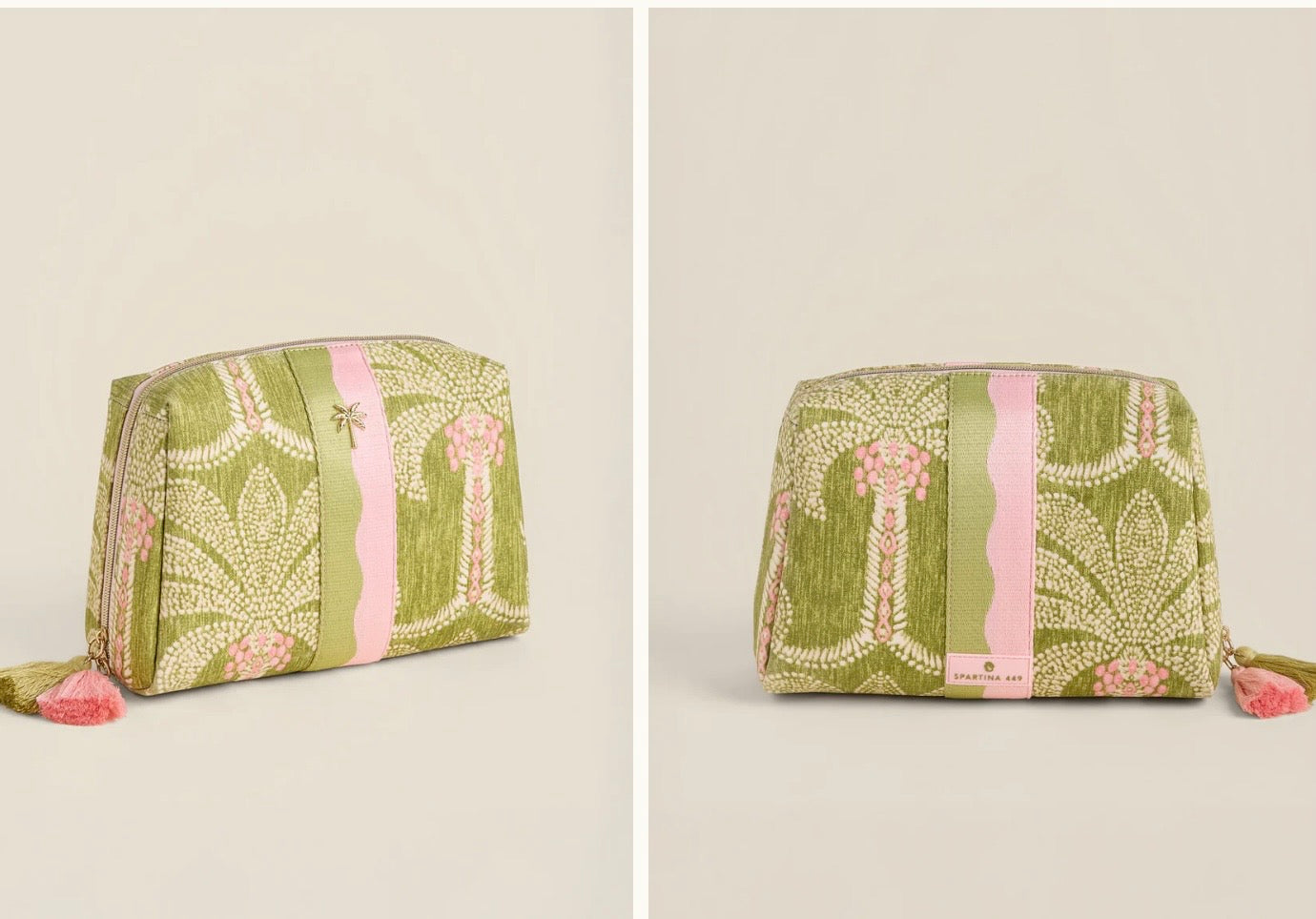 Spartina Large Cosmetic Pouch Castillo Green Palms
