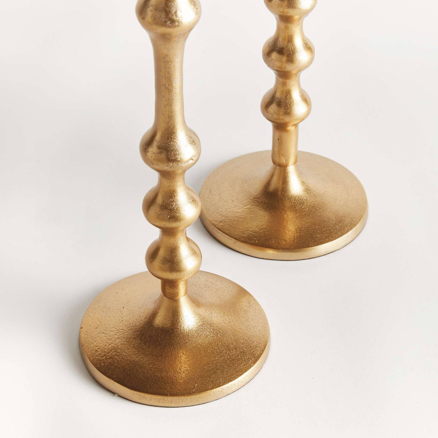 Nicholas Taper Holders, Set of 2 - Gold Cast Aluminum
