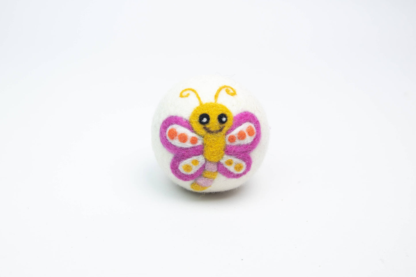 Eco Wool Dryer Balls Fair Trade: Yellow/Pink Butterfly
