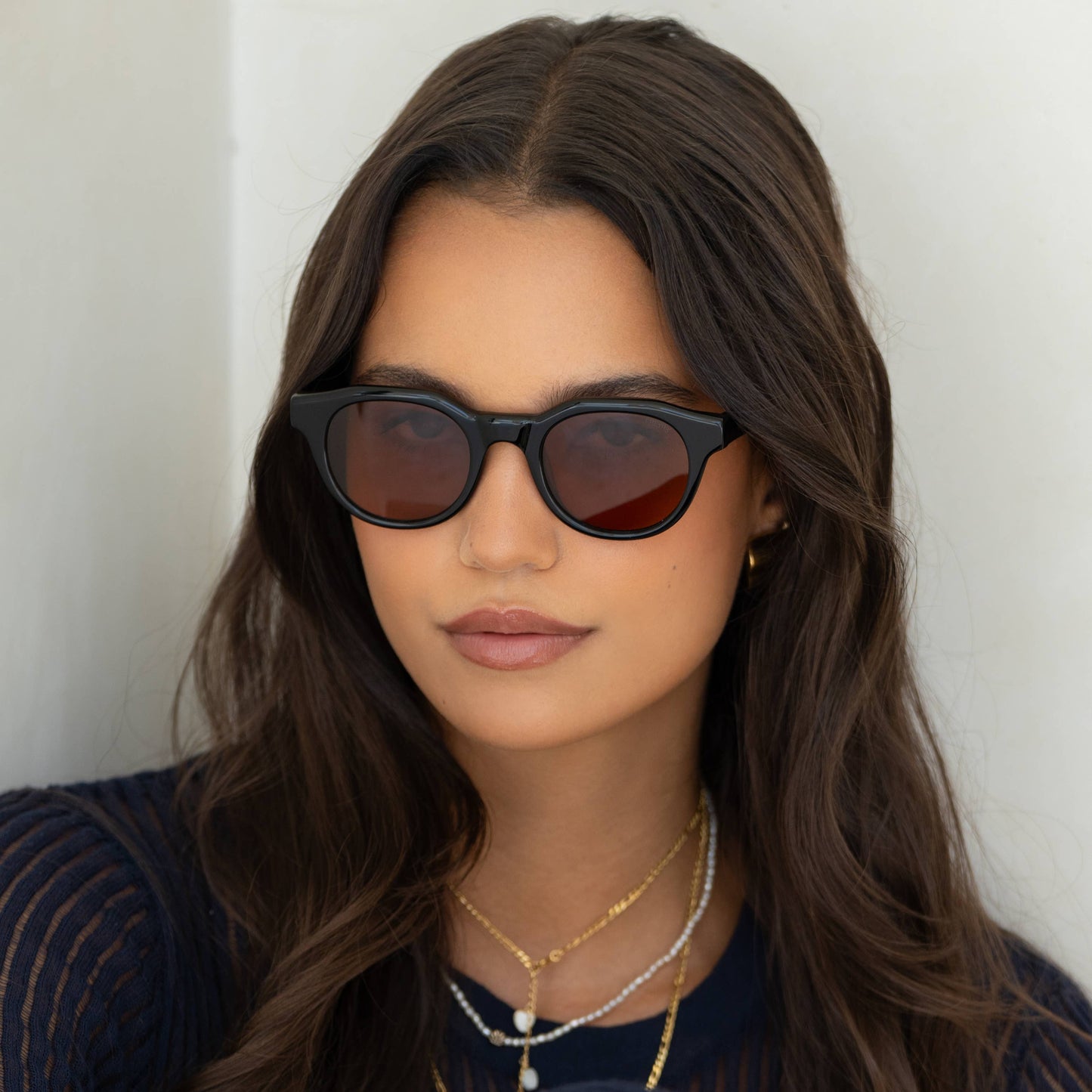 Cameron Acetate Unisex Round Sunglasses : Black / Brown