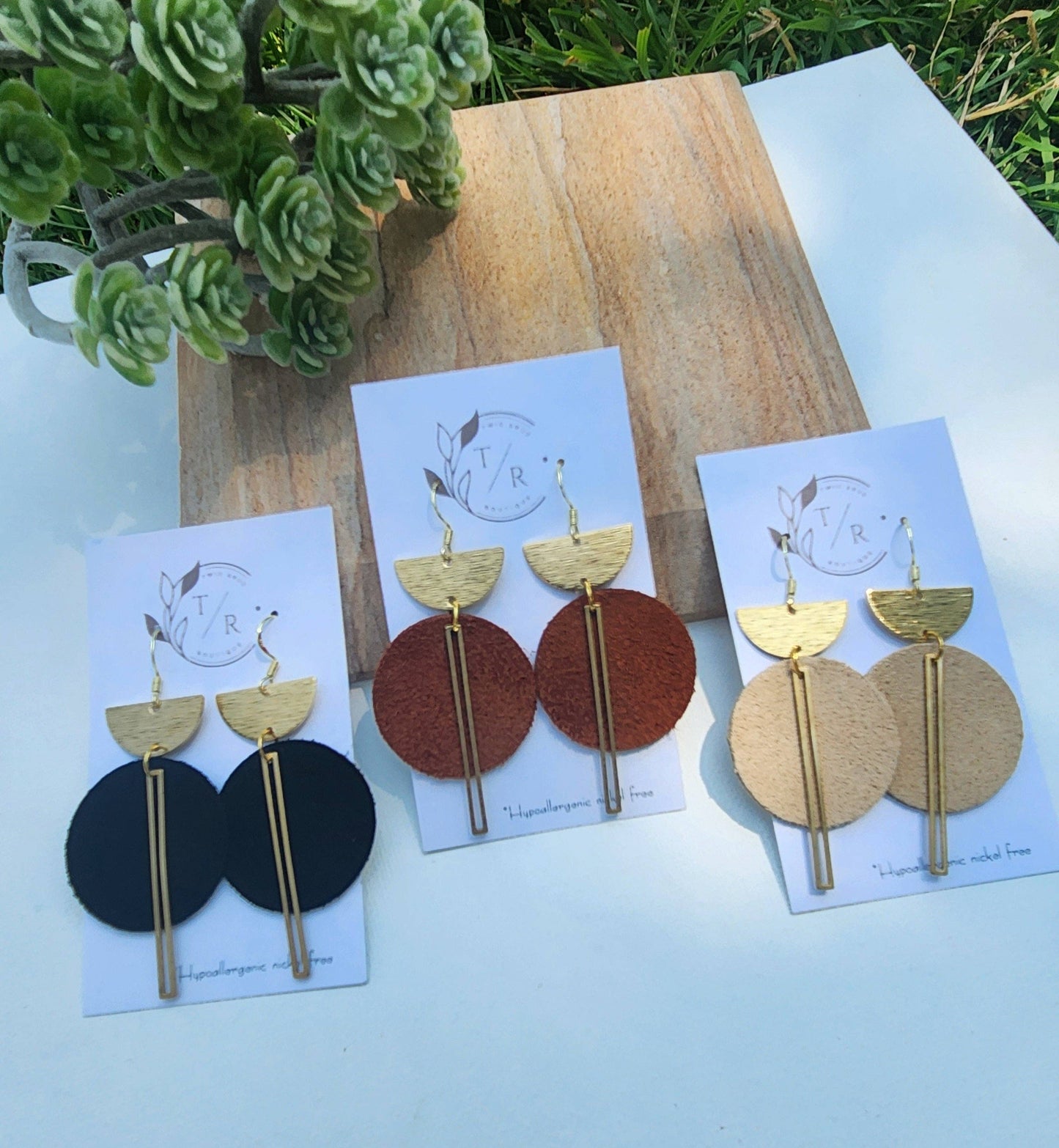 Ryan| Suede leather earring: Black
