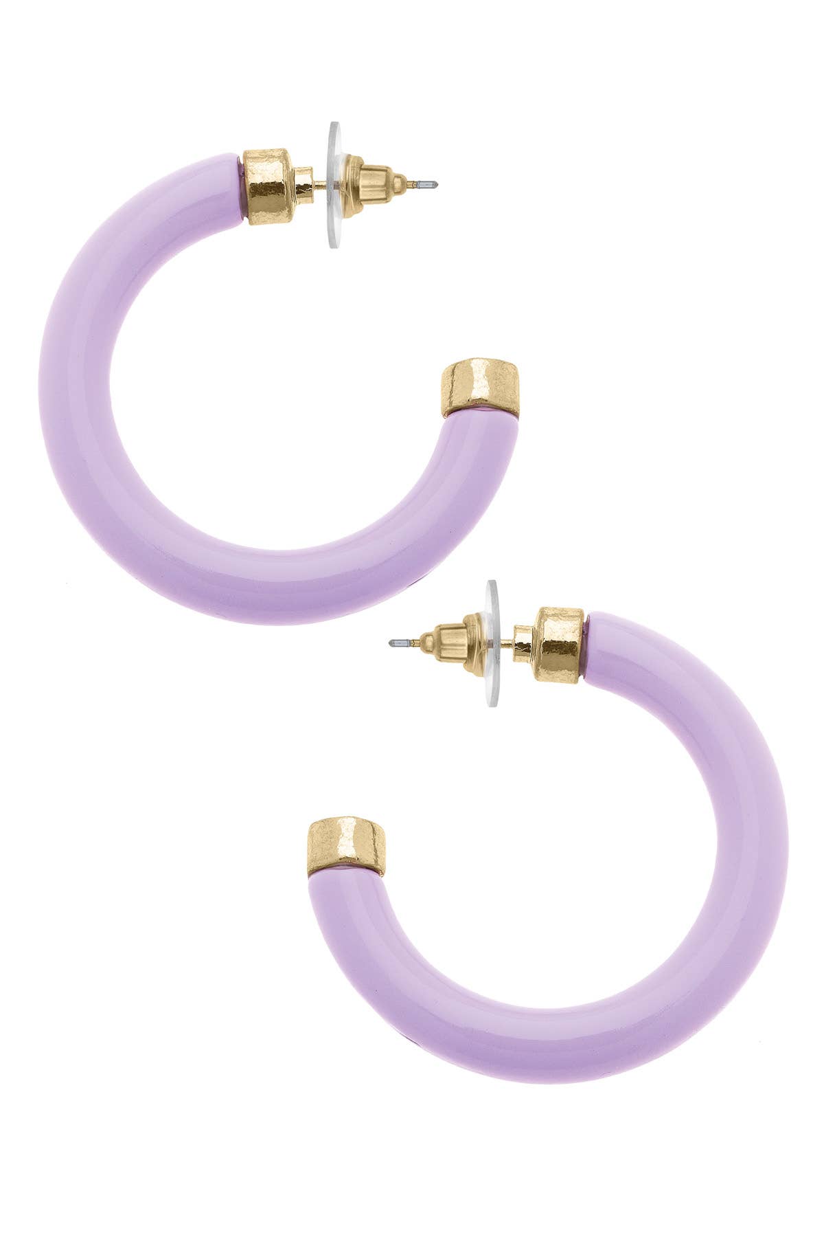 Hillary Resin Hollow Hoop Earrings: Lavender