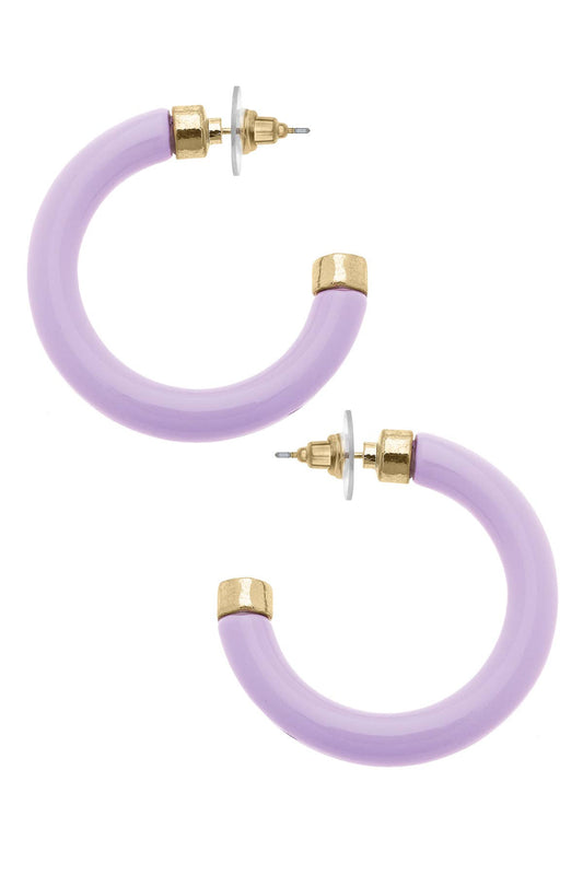 Hillary Resin Hollow Hoop Earrings: Lavender
