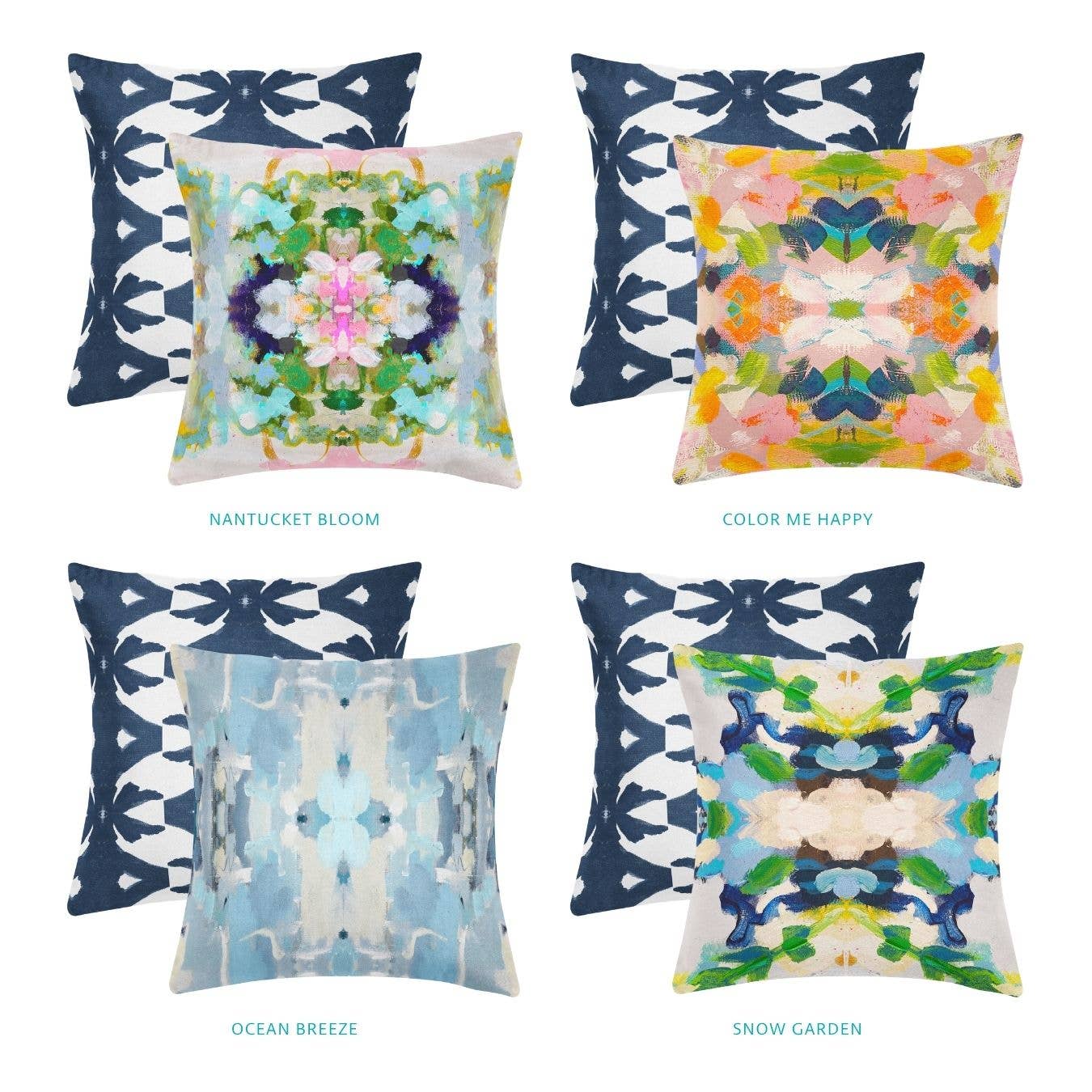 Palm Navy Decorative Pillow: 22” x 22” Throw Pillow