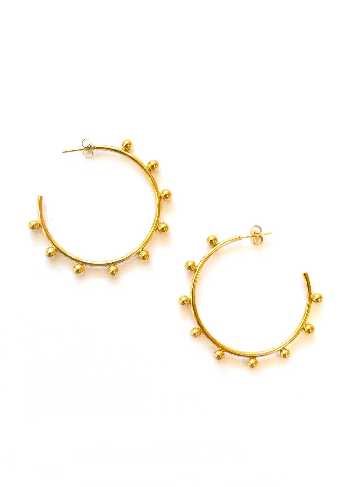 Rex Gold Bead Hoop Earrings : Large