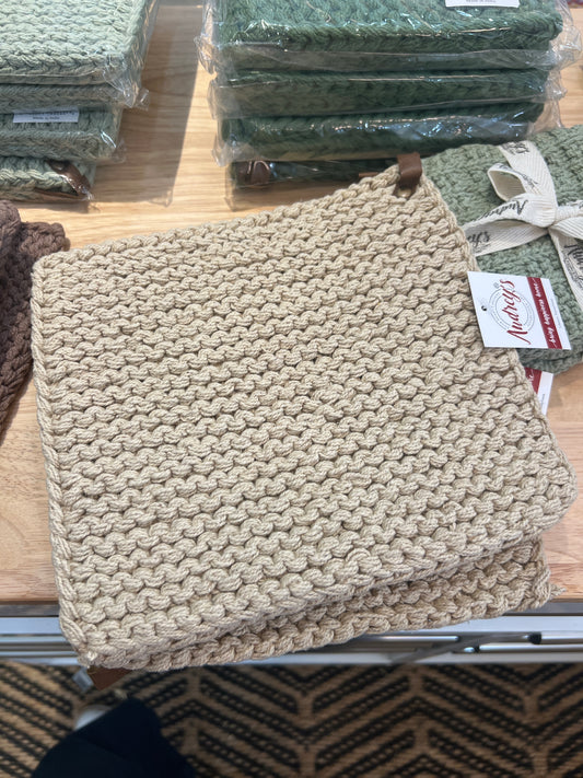 Knitted Pot Holder - Natural