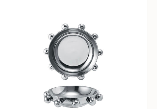 Stoneware Dish with Balls, with Chrome Finish