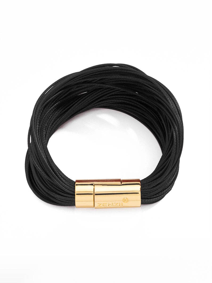 Layered Leather Rope Bracelet: BLK[D]