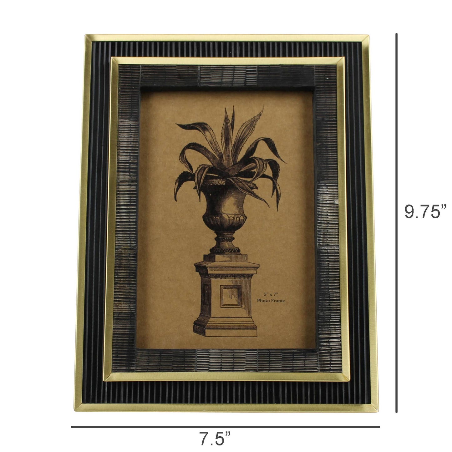 Chiseled Horn Frame, Black & Brass - 5x7