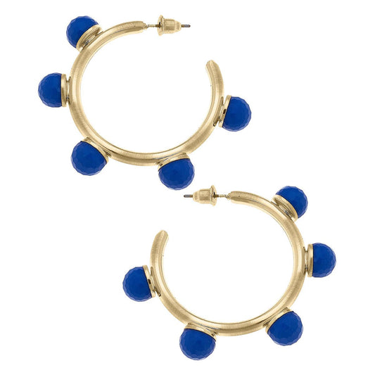 Allison Resin Beaded Hoop Earrings: Royal Blue