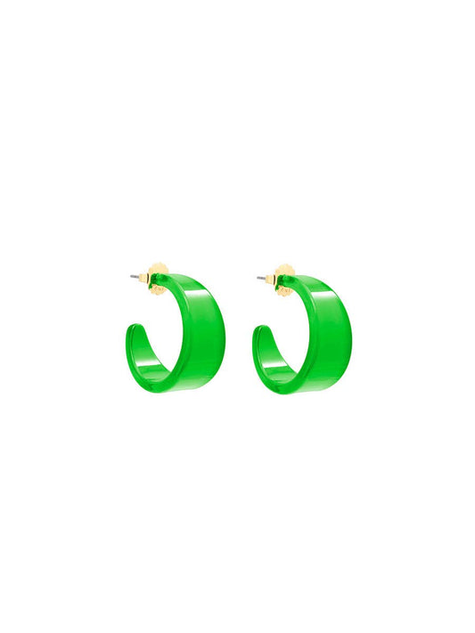 Small Chunky Resin Hoop Earring: GRN
