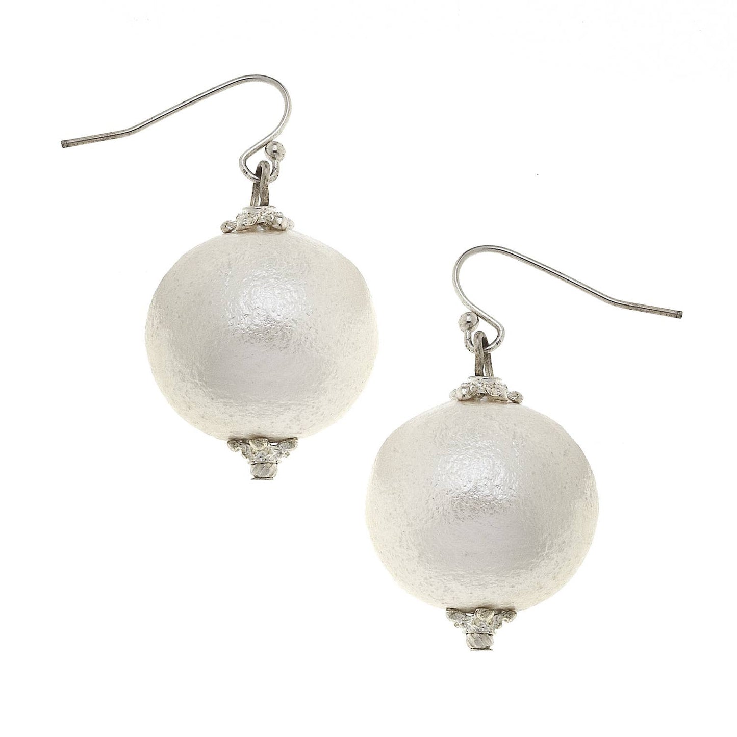 Susan Shaw Silver Cotton Pearl Earrings