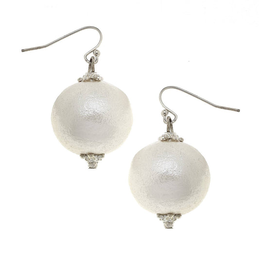 Susan Shaw Silver Cotton Pearl Earrings