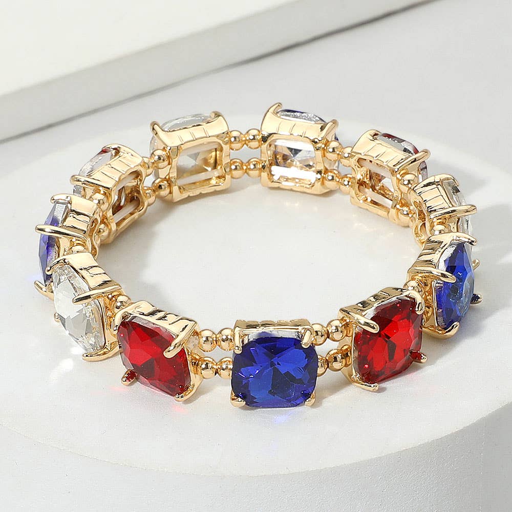 Cushion Square Stone Stretch Evening Bracelet: TP-AB