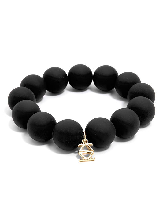Chunky Matte Beaded Stretch Bracelet Jewelry: Black