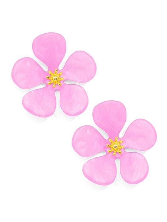 Glistening Resin Flower Stud Earring: LAV