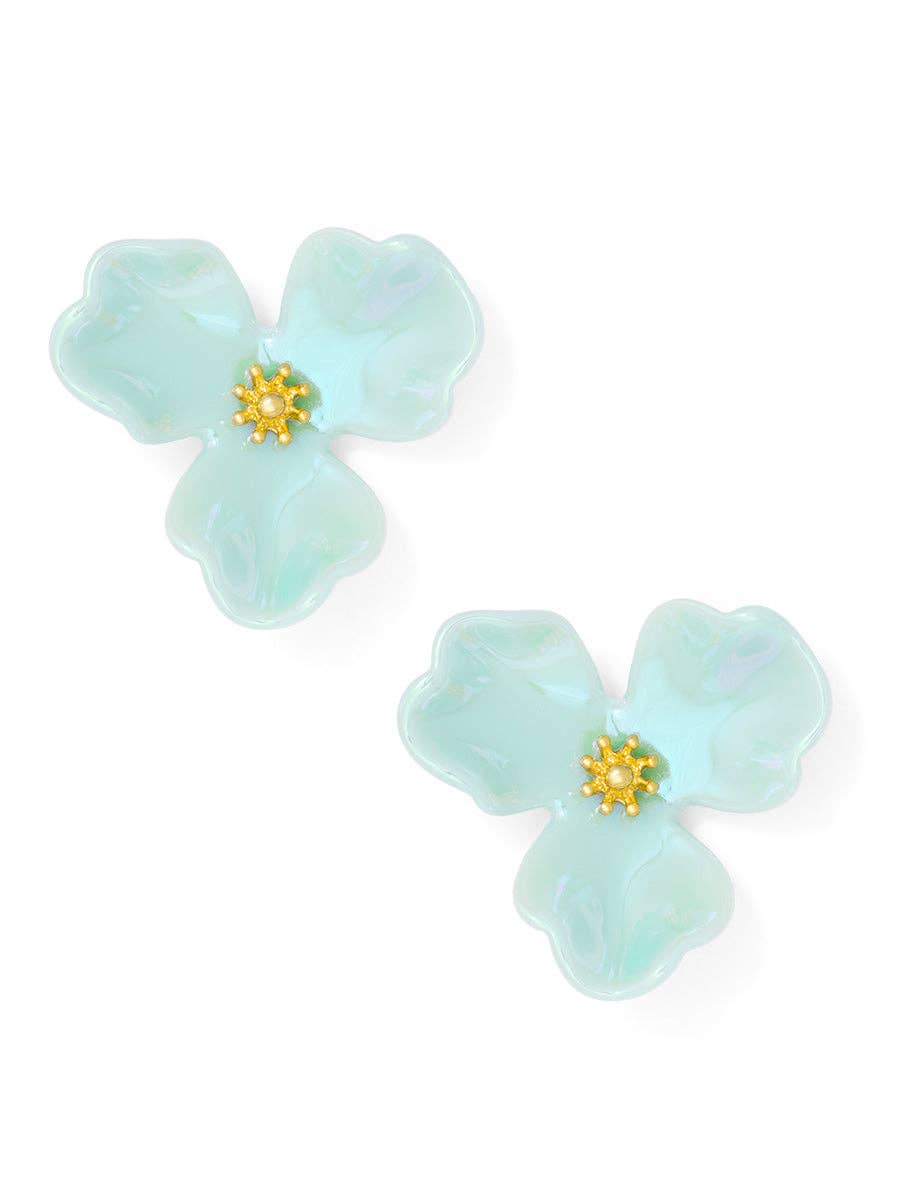 Iridescent Resin 3-Petal Stud Earring: H.PNK