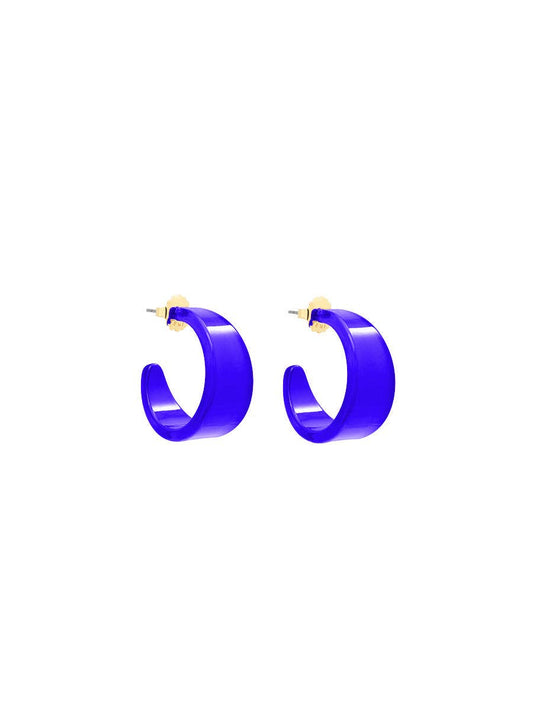 Small Chunky Resin Hoop Earring: COBALT
