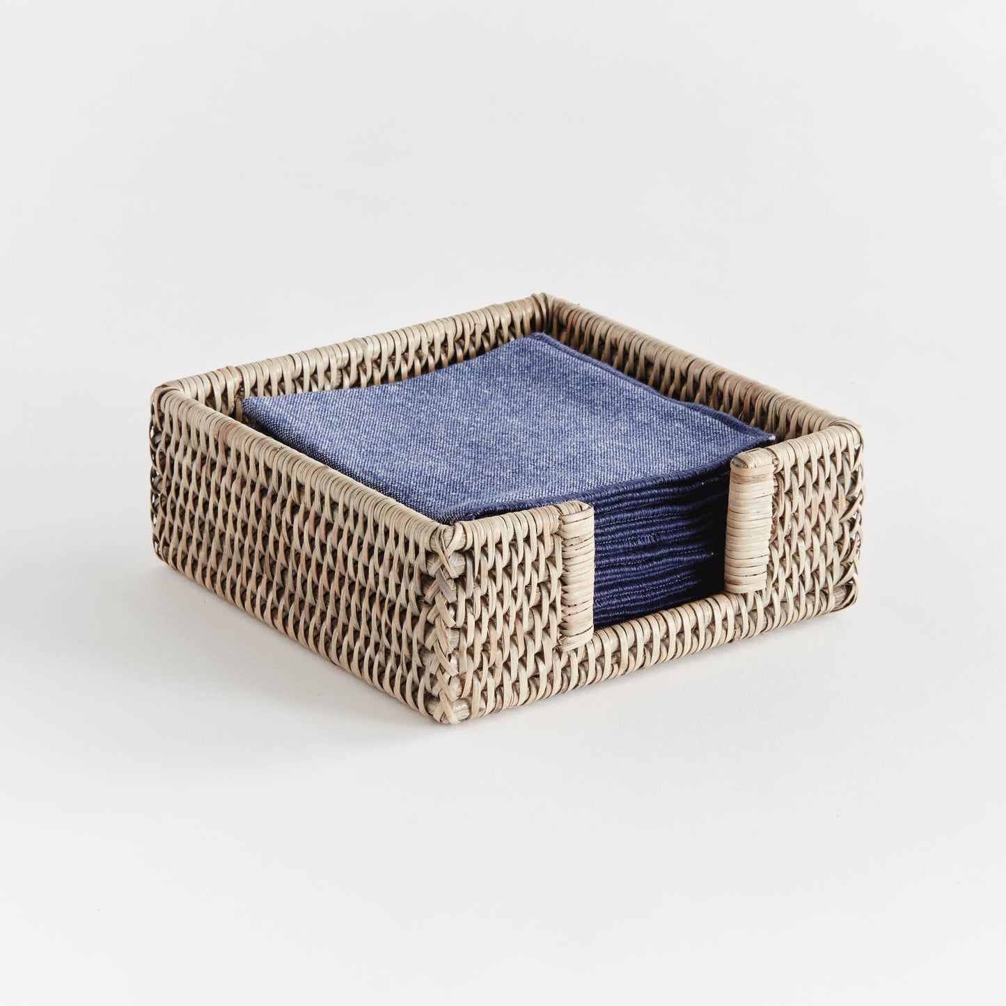 Burma Rattan Square Cocktail Napkin Holder, Gray