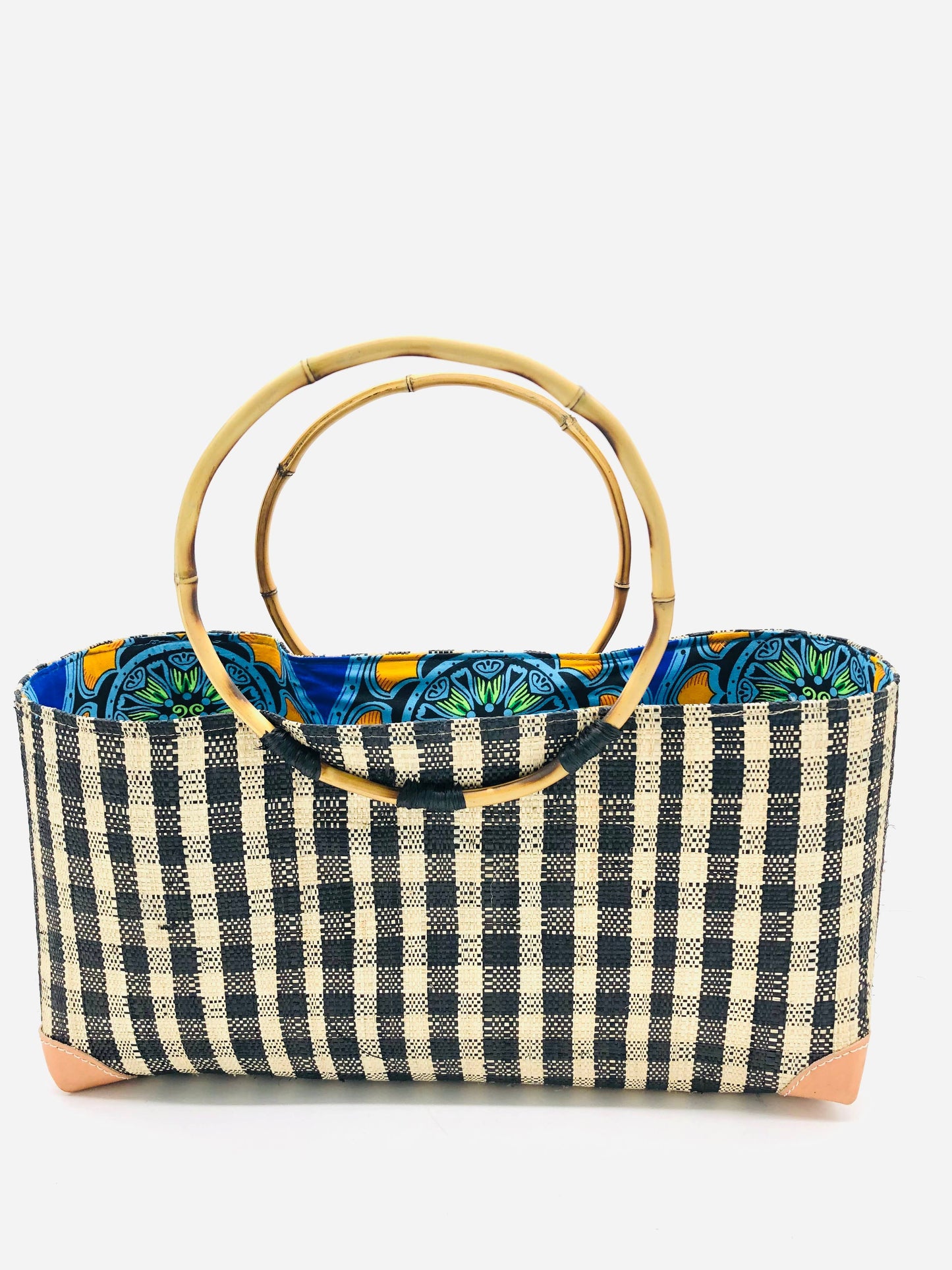 Bebe Straw Handbag with Bamboo Handles: Butter