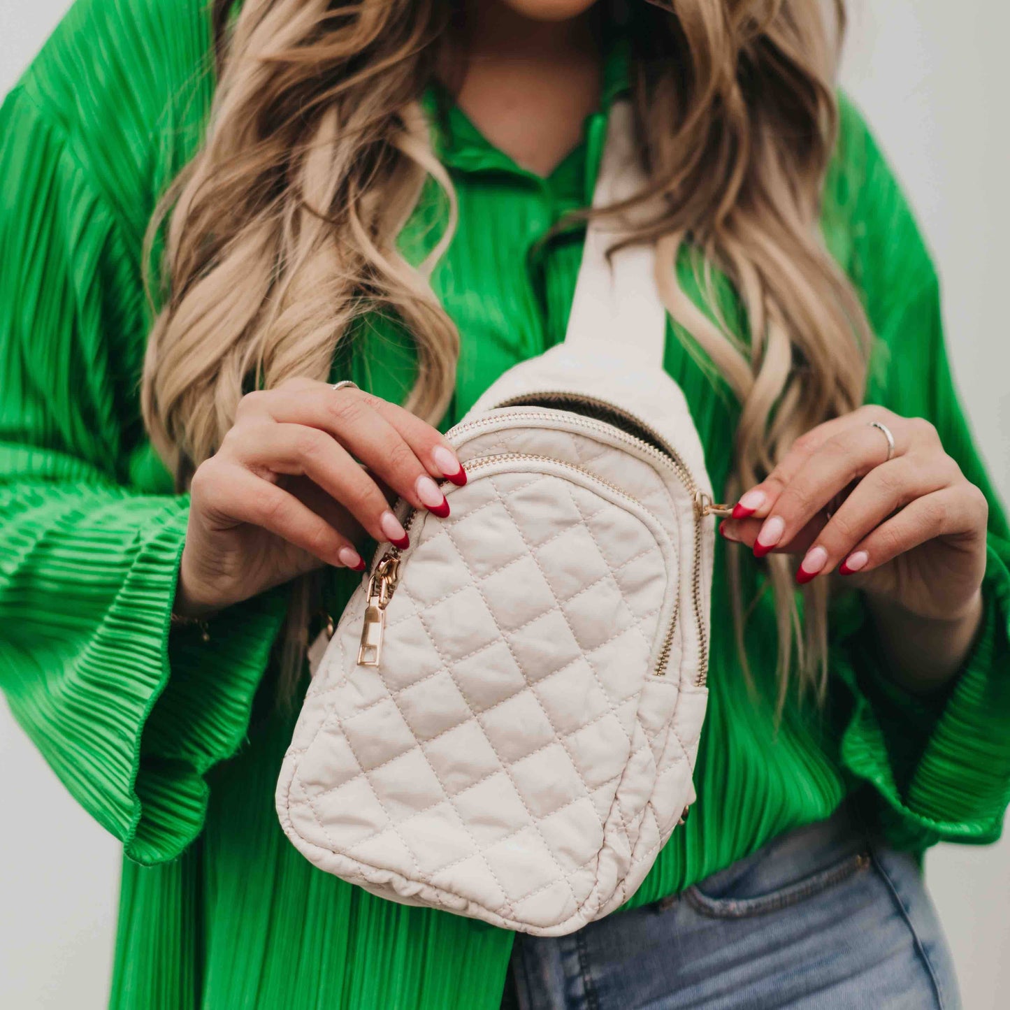 Pinelope Puffer Bum Bag: Cream