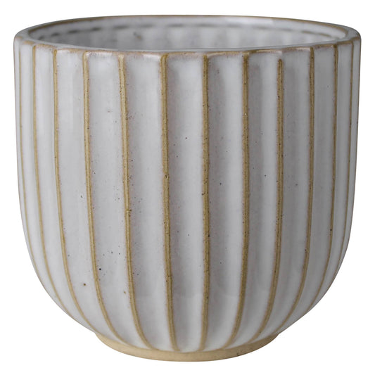 Lyna Scalloped Cachepot, Ceramic - White