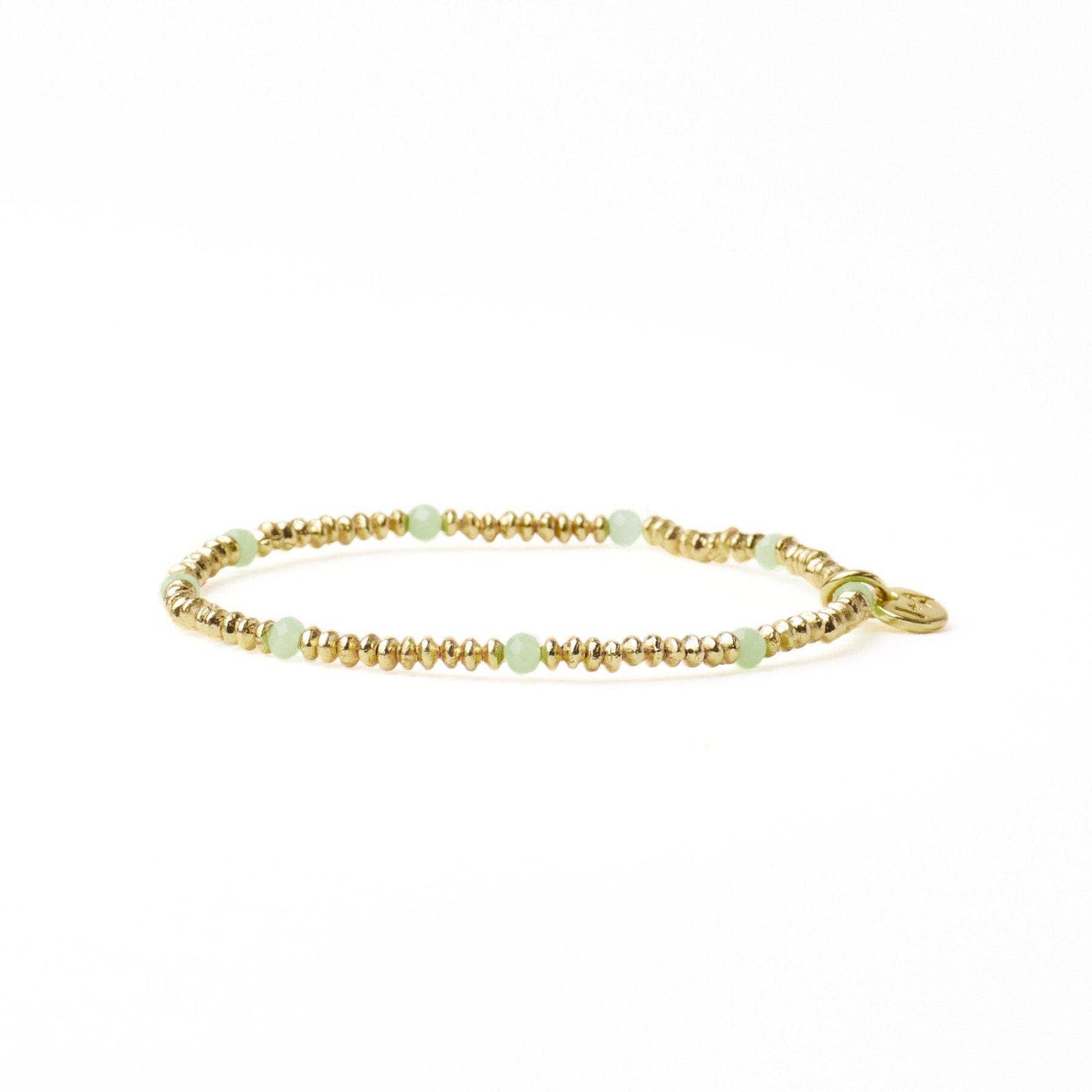 Ashley Small Brass + Crystal Stretch Bracelet Mint + Gold Wholesale