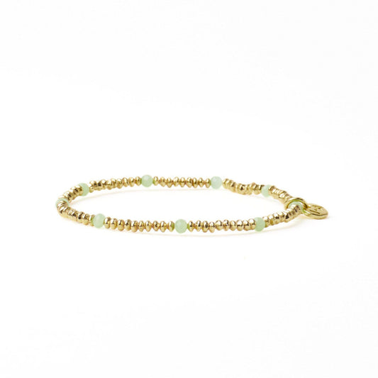 Ashley Small Brass + Crystal Stretch Bracelet Mint + Gold Wholesale