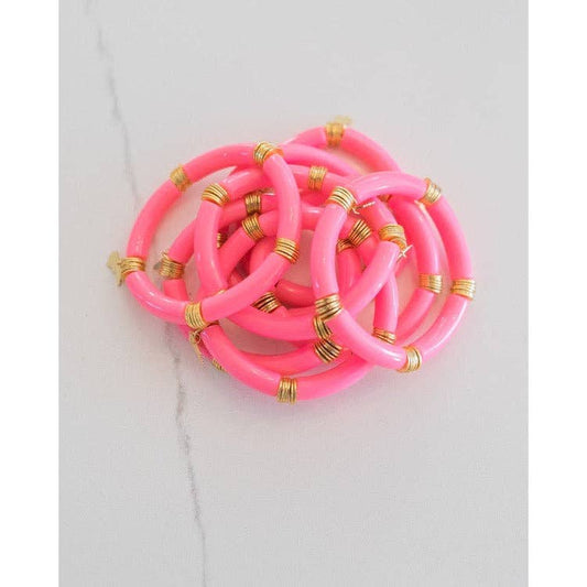 Acrylic Bamboo Stretch Bracelet: Blushing Beauty