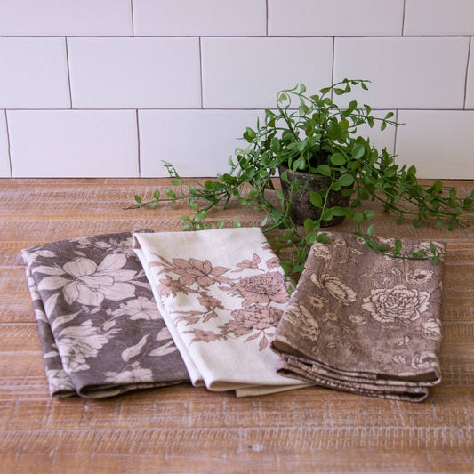 Tea Towels - Sepia Florals (PK/3 AST)