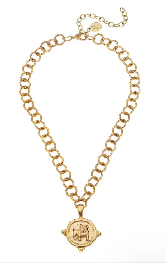Susan Shaw Bulldog Intaglio Necklace