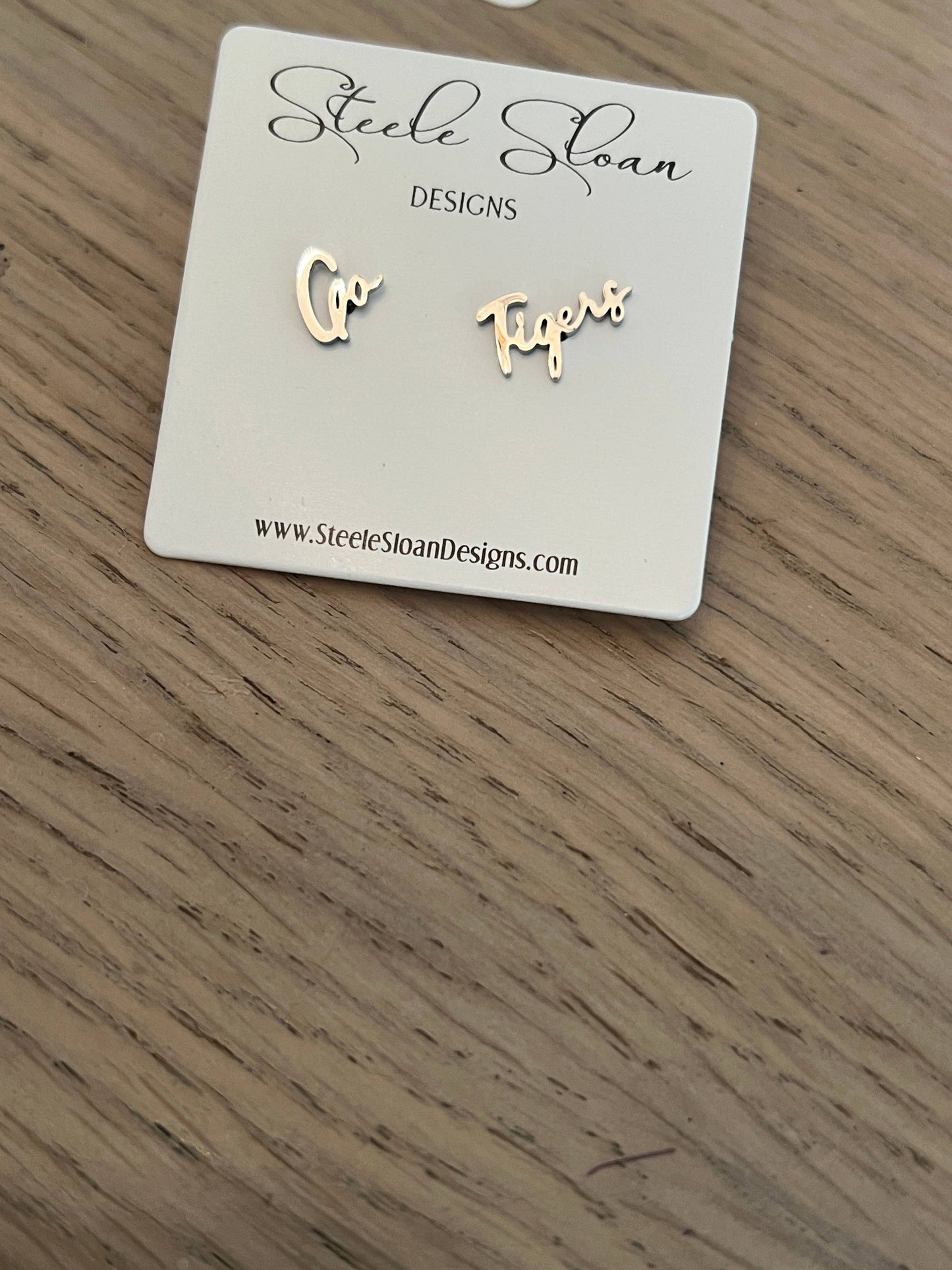 Go Tigers Cute Game Day Stud Earrings Tiger Fans Gift: Yellow Gold