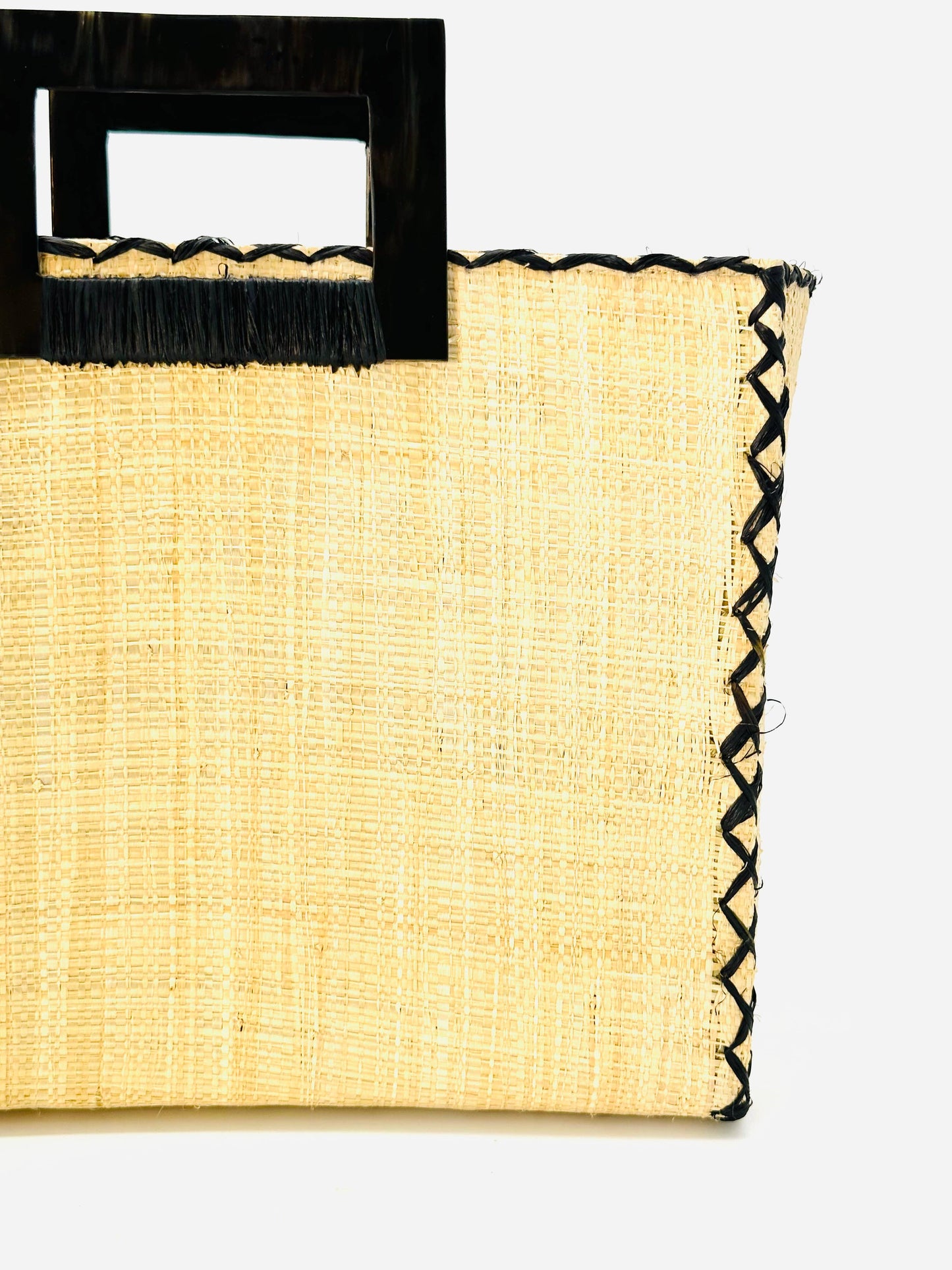 Stevie Square Straw Handbag with Horn Handles: Lollipop