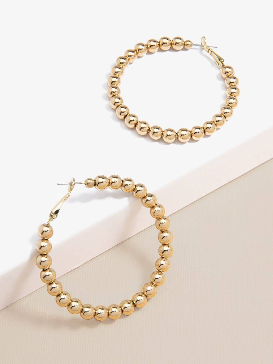 Metal Pearly Hoop Earring: Rhodium