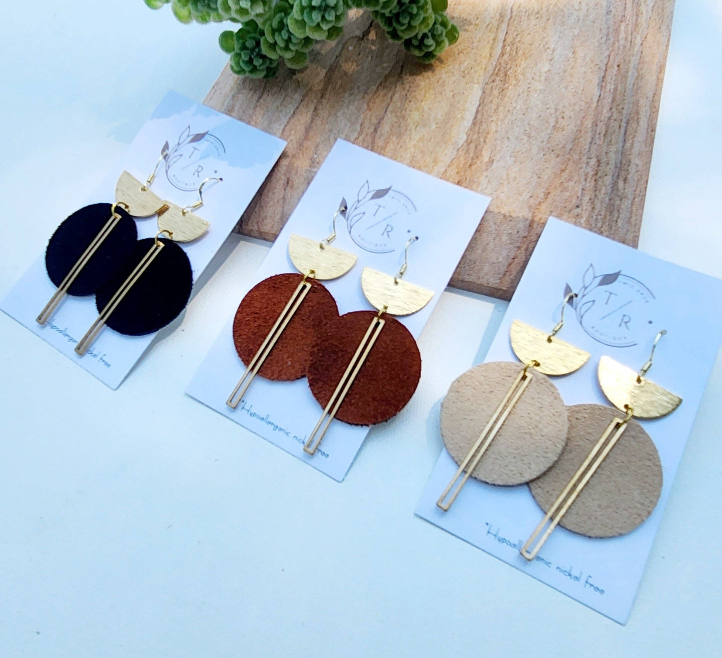 Ryan| Suede leather earring: Black