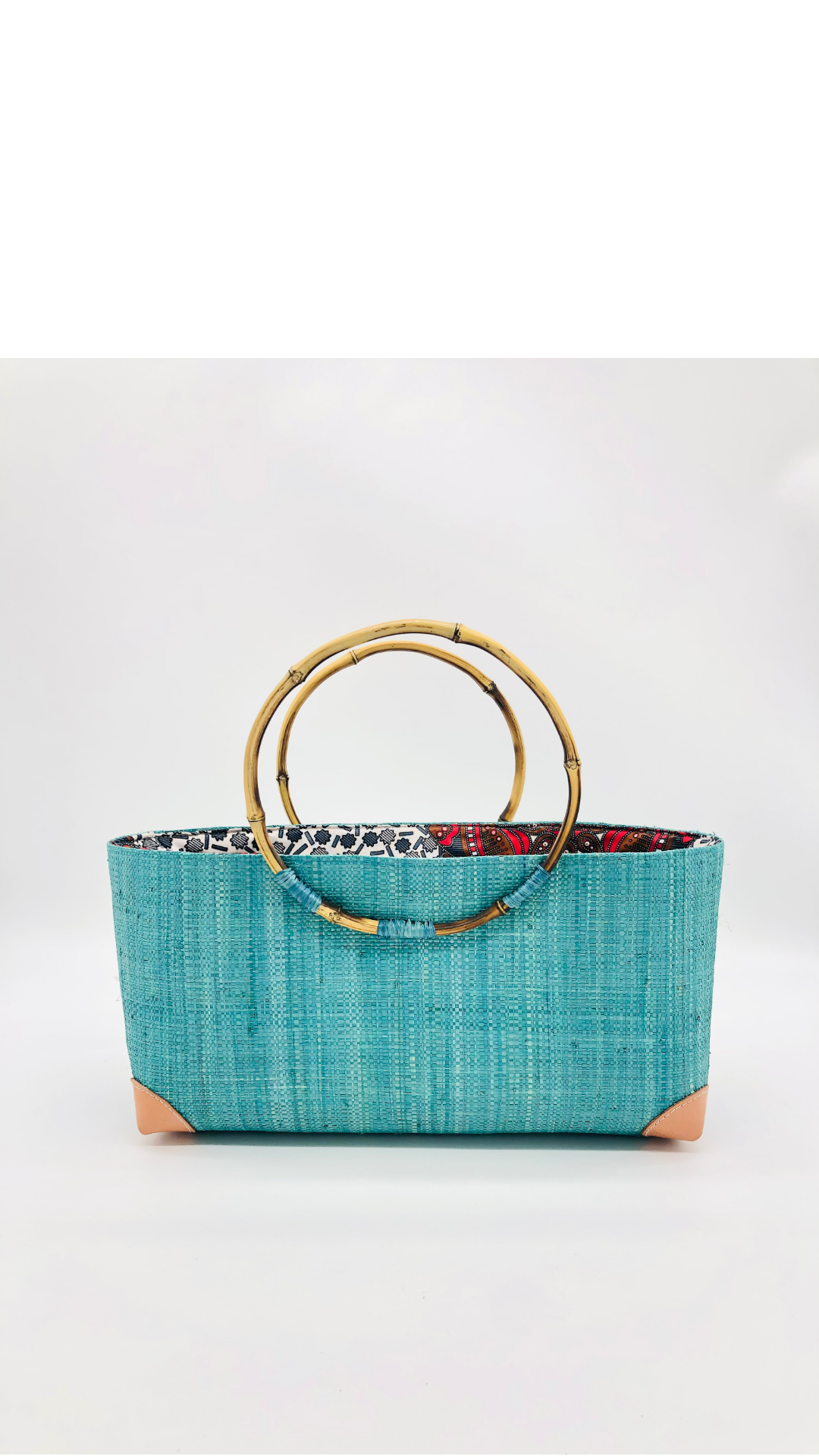 Bebe Straw Handbag with Bamboo Handles: Butter