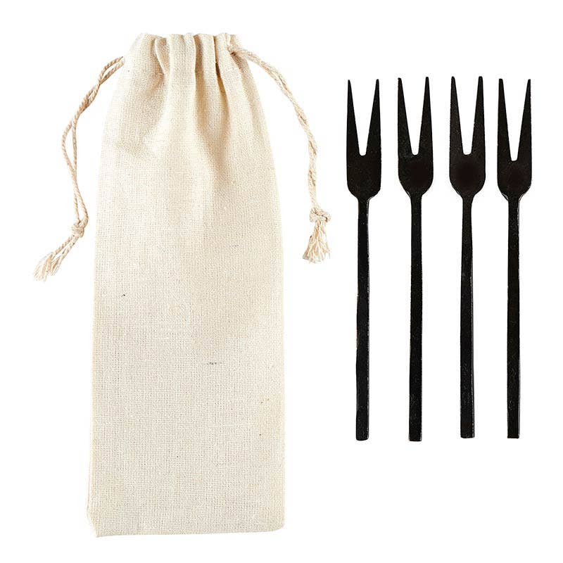 Hammered Appetizer Forks - Matte Black