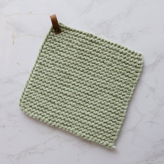 Knitted Pot Holder - Mint Green