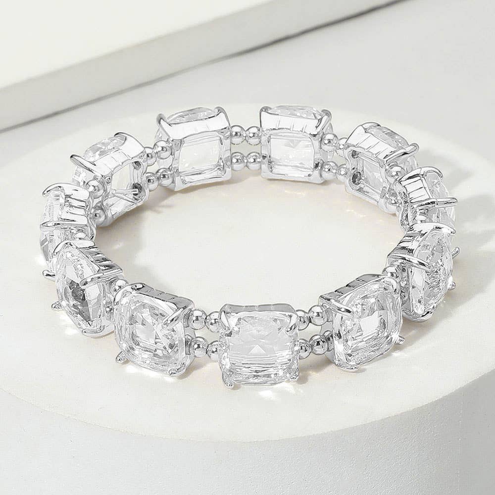 Cushion Square Stone Stretch Evening Bracelet: TP-AB