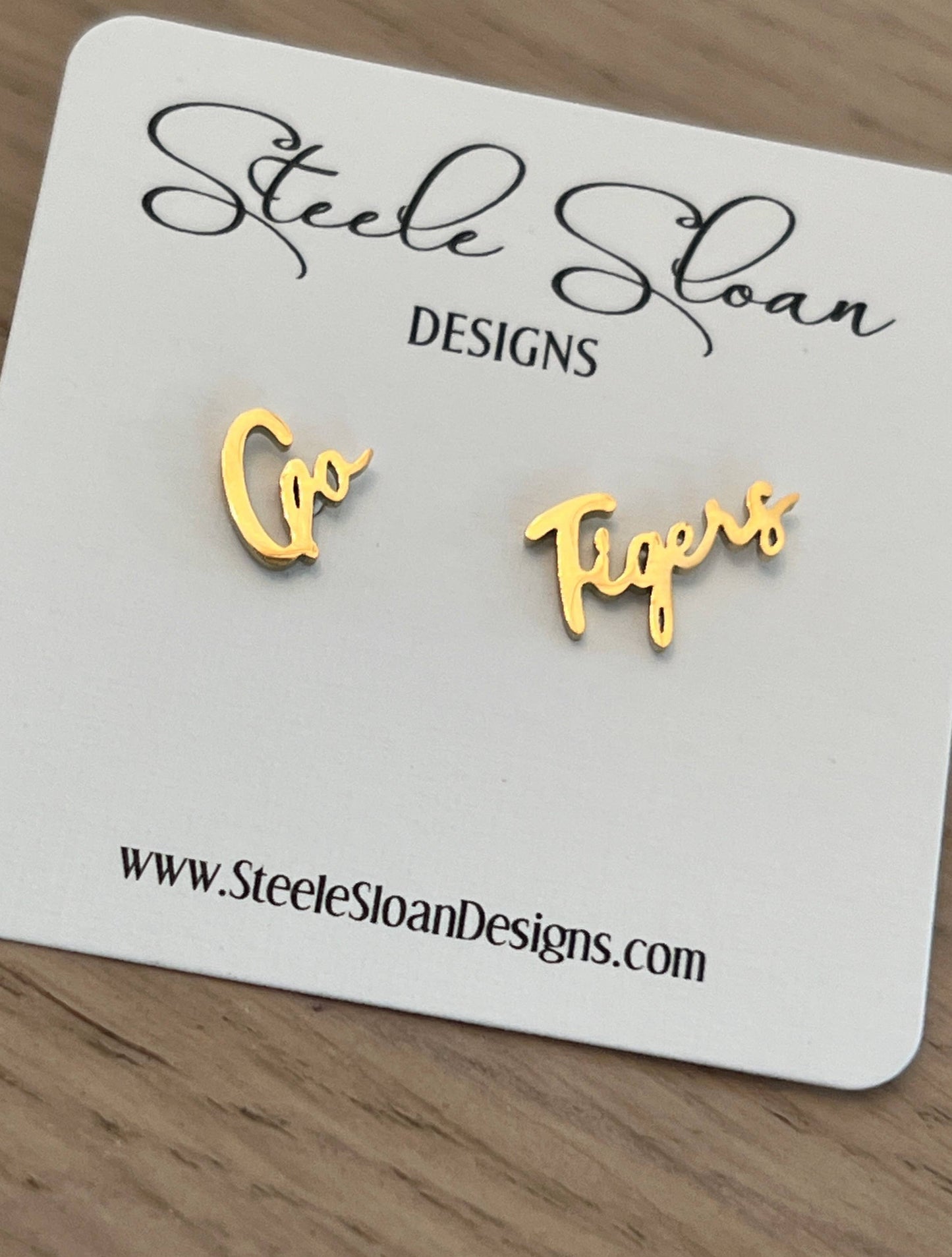 Go Tigers Cute Game Day Stud Earrings Tiger Fans Gift: Yellow Gold