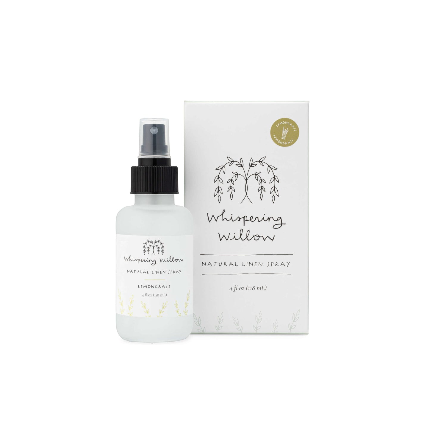 Whispering Willow Lemongrass Linen Spray - 4oz Glass Bottle