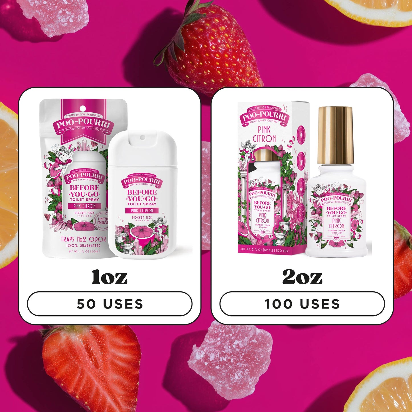Poo~Pourri Pink Citron 1oz Pocket Sprayer, Pouched