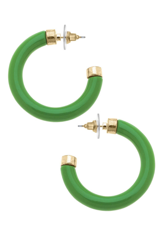 Hillary Resin Hollow Hoop Earrings: Green