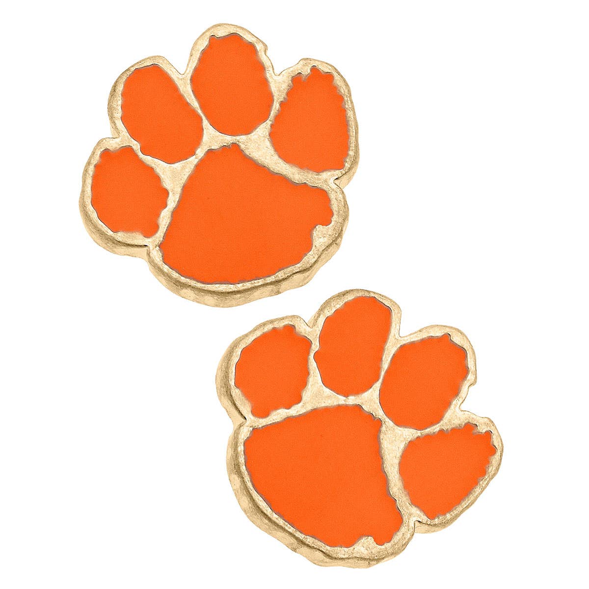 Clemson Tigers Enamel Logo Stud Earrings in Shiny Gold
