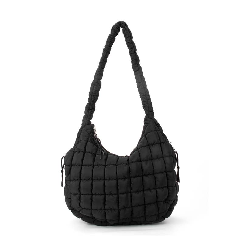 The Ashton | Puffer Hobo Tote | : Black