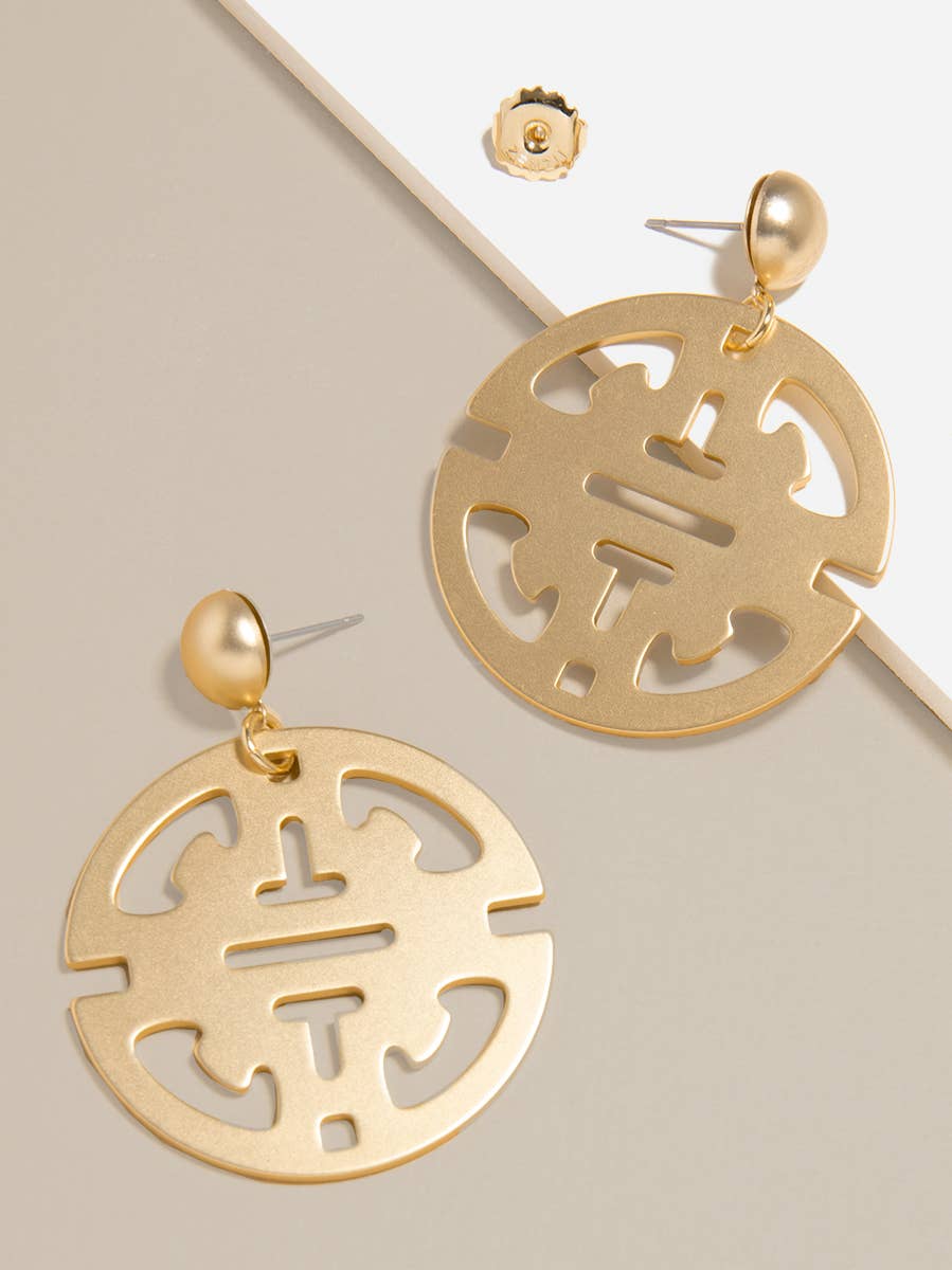 Traveling Pendant Drop Earring: Matte Gold