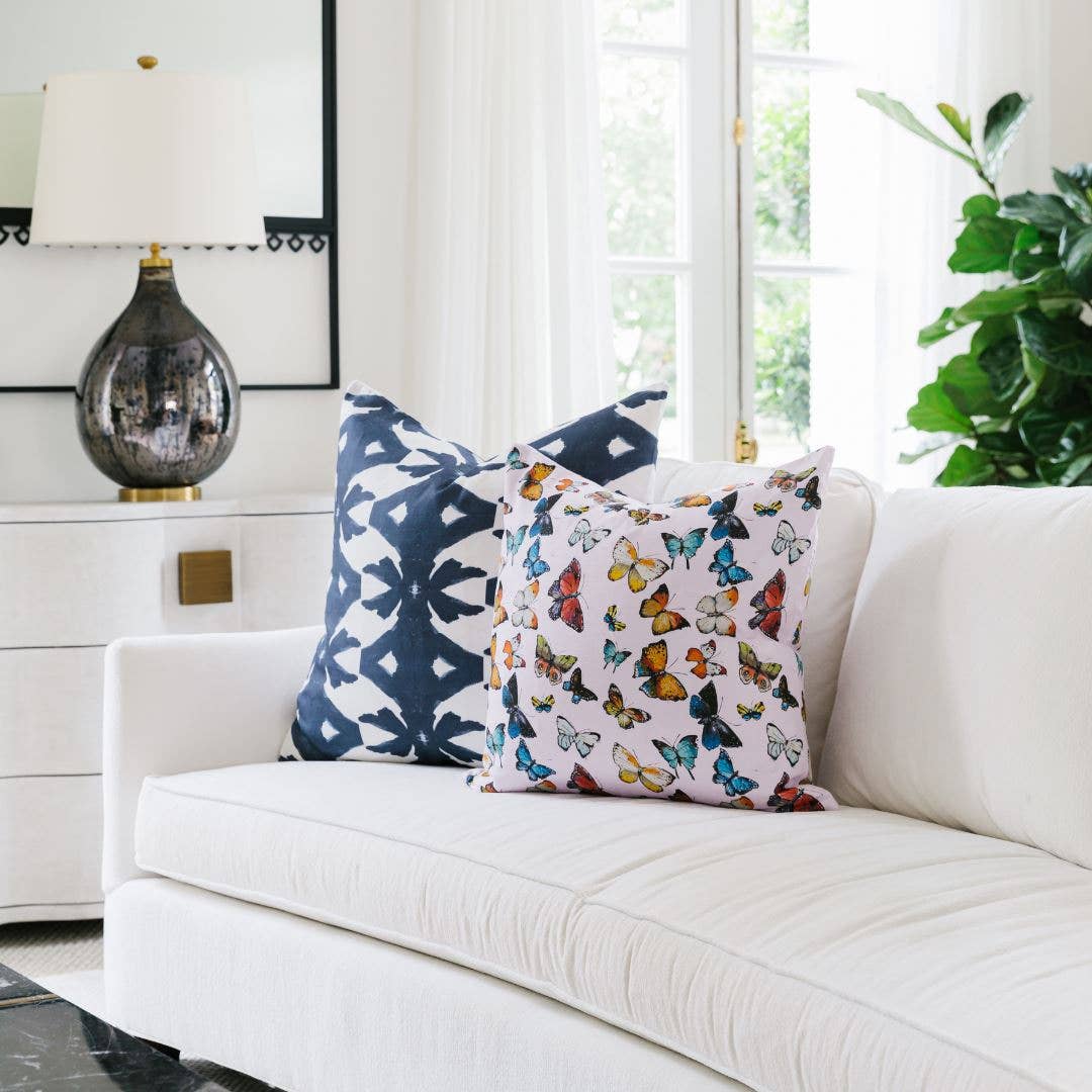 Palm Navy Decorative Pillow: 22” x 22” Throw Pillow