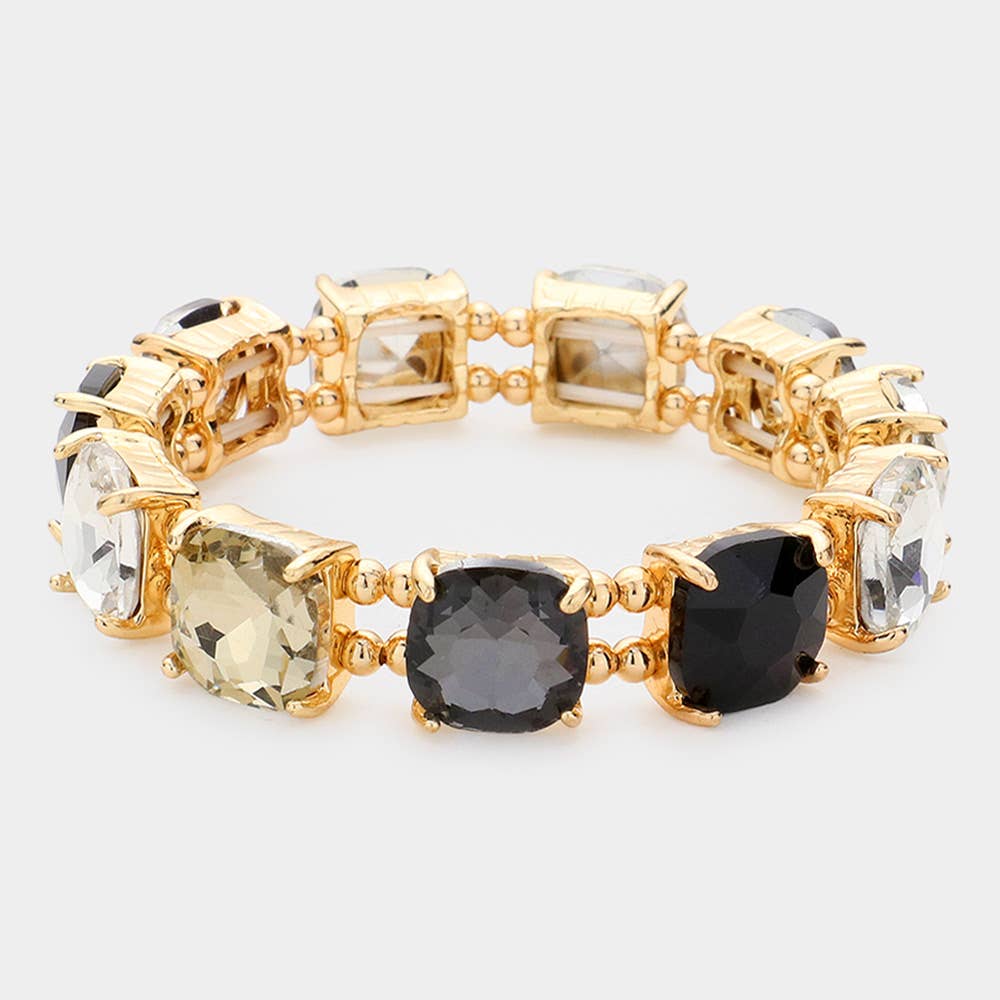 Cushion Square Stone Stretch Evening Bracelet: TP-AB
